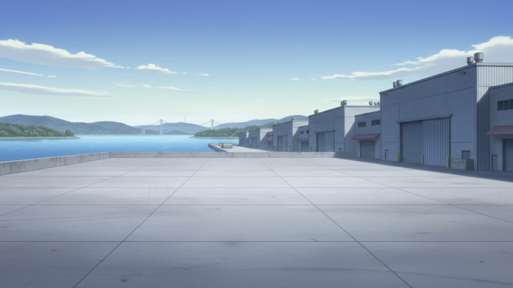 湾岸倉庫前の広場