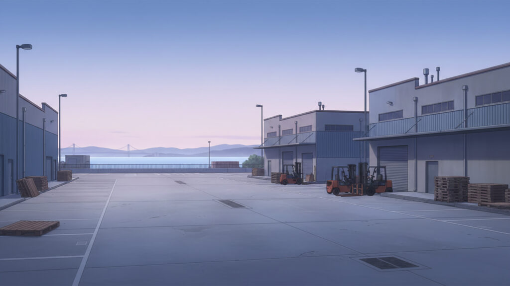 湾岸倉庫前の広場