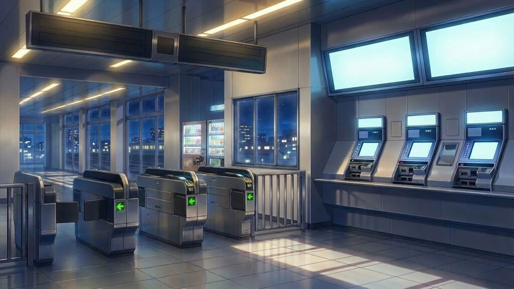 切符売り場と改札｜差分