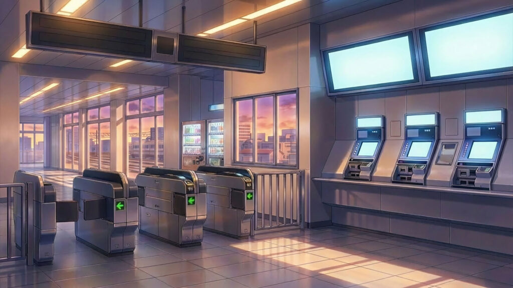 切符売り場と改札｜差分