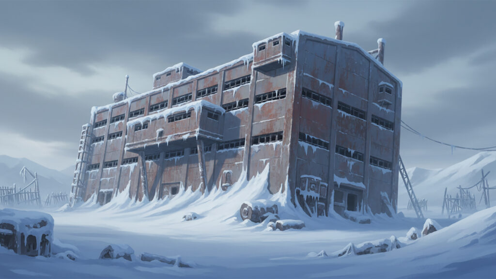 雪に埋もれた無人施設