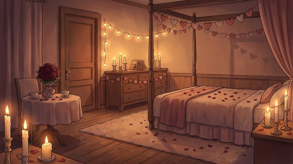 キャンドル灯る夜のバレンタイン部屋