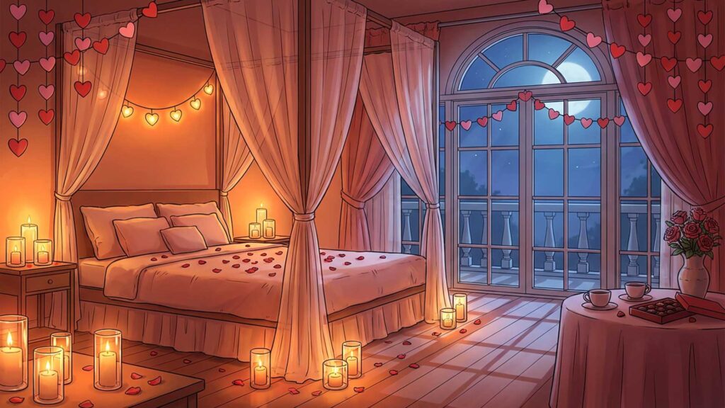 キャンドル灯る夜のバレンタイン部屋