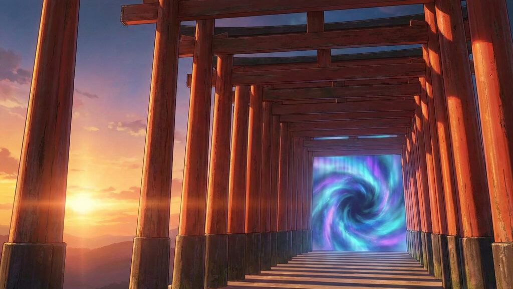 異界に繋がっていそうな朱色の鳥居のトンネル