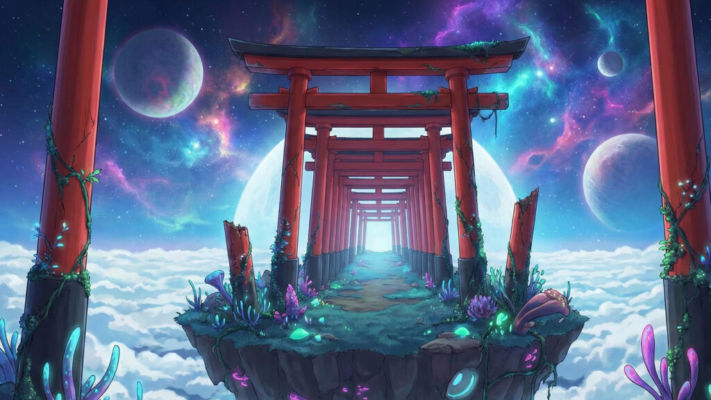 異界に繋がっていそうな朱色の鳥居のトンネル