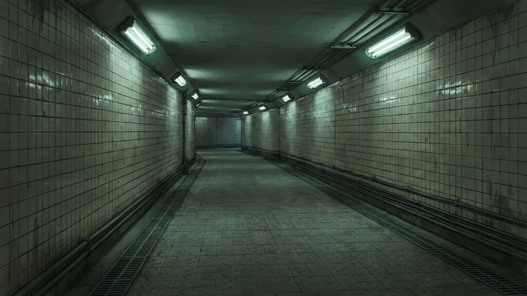 怪しい地下通路の背景イラストのフリー素材