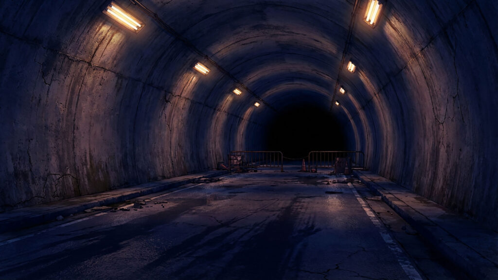 怪しい地下トンネルの背景イラストのフリー素材