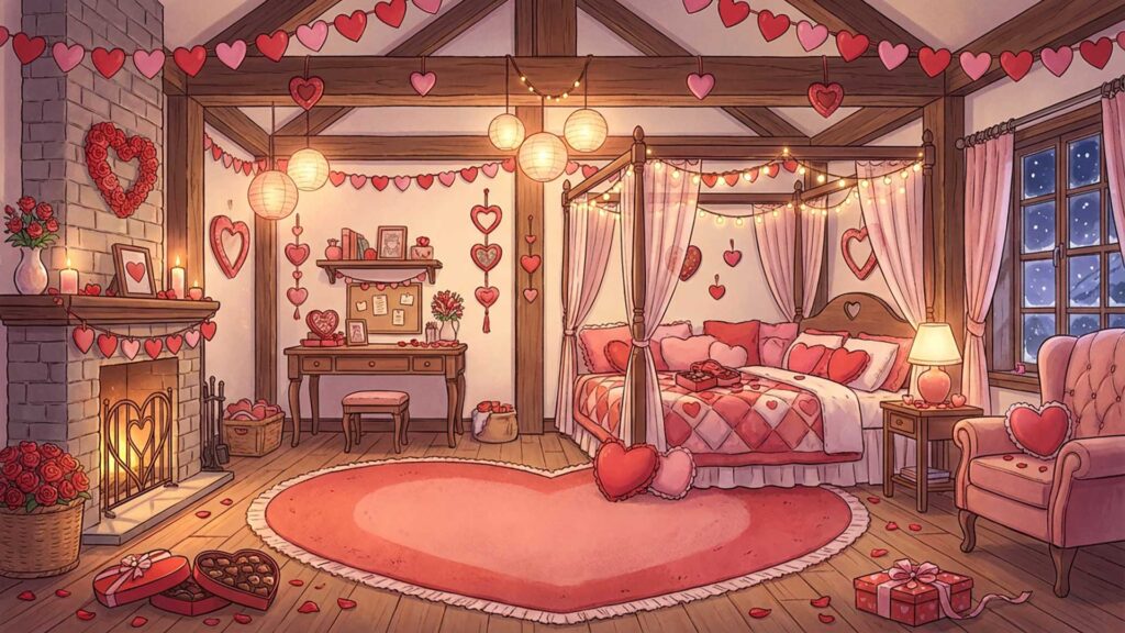 バレンタイン装飾の部屋