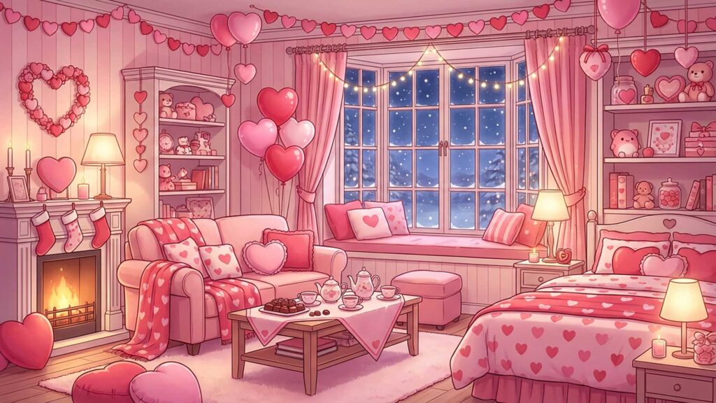 バレンタイン装飾の部屋