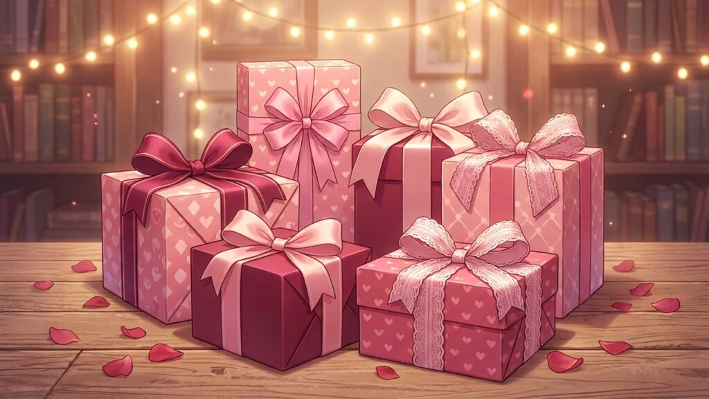 ラッピングされたギフトボックスの背景イラストのフリー素材