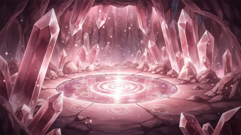 ピンクな洞窟とハートの泉