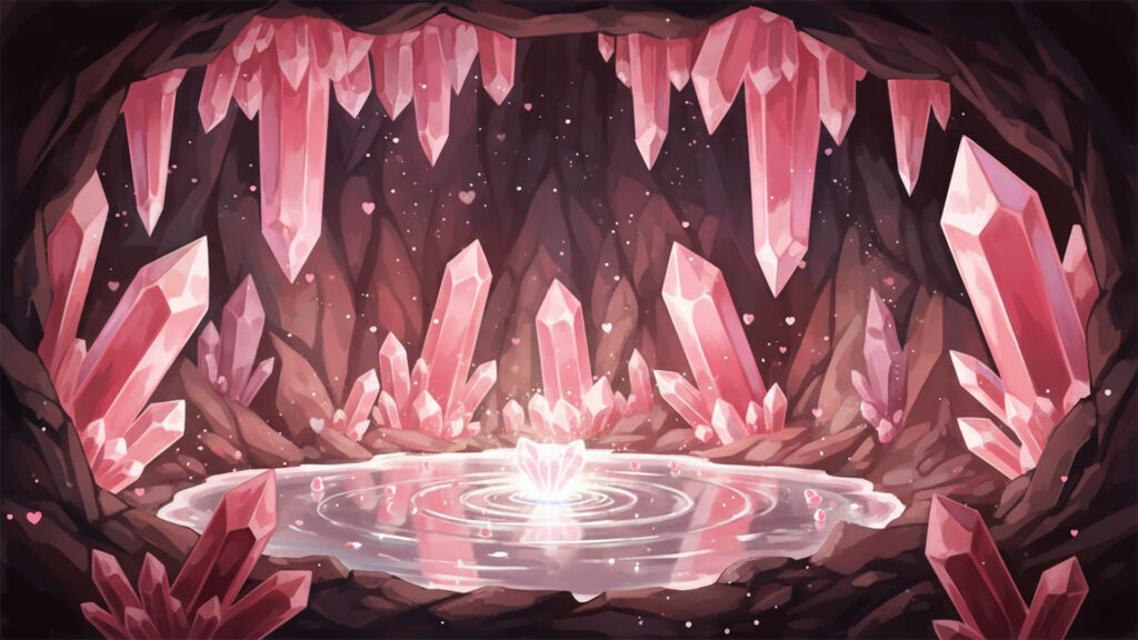 ピンクな洞窟とハートの泉