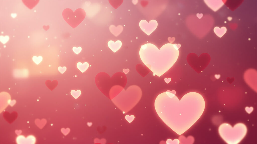 キラキラと舞うハート背景の背景イラストのフリー素材