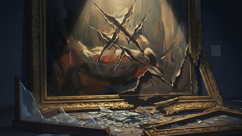 夜の美術館・博物館の荒らされた展示室