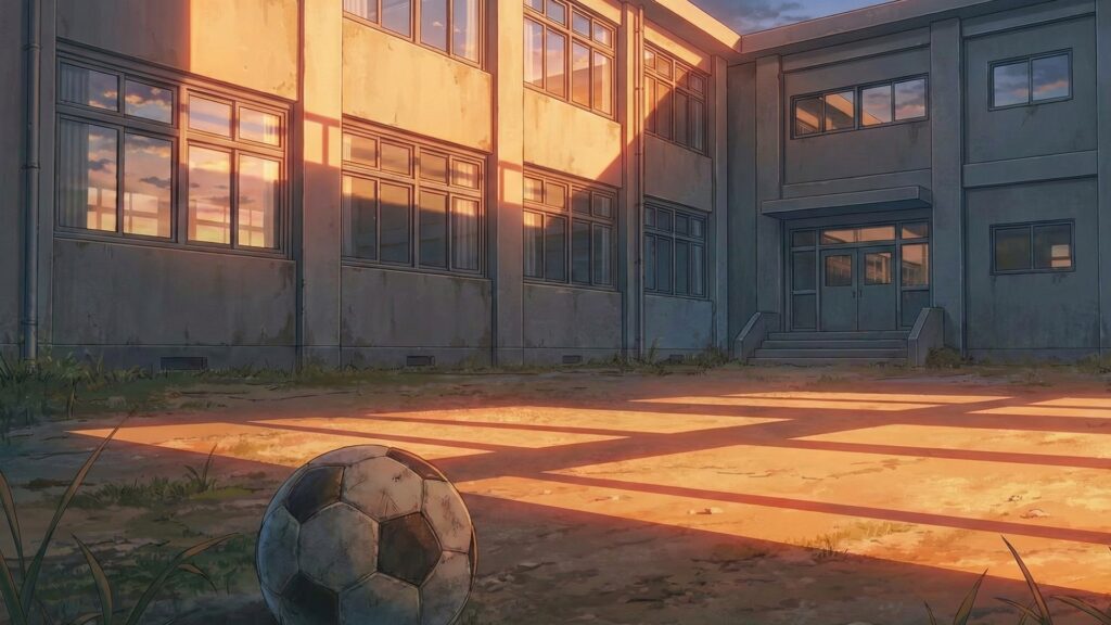 荒れた学校の校舎裏