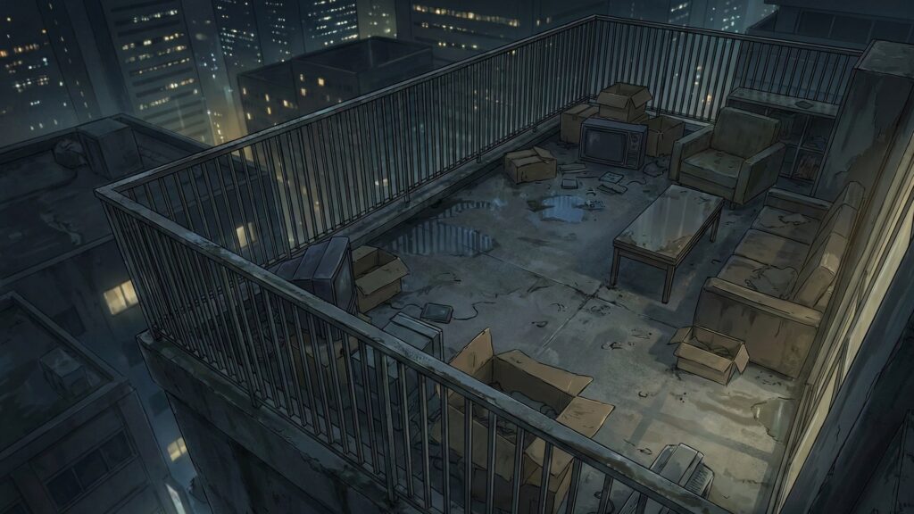 汚いマンションのベランダ