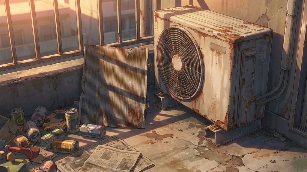 汚いマンションのベランダ