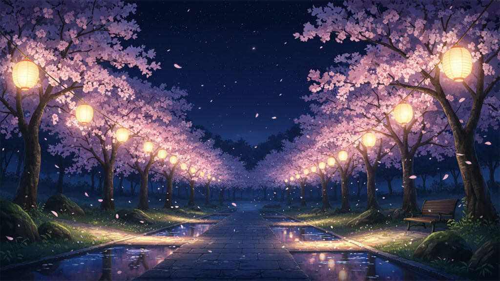 夜桜のライトアップ