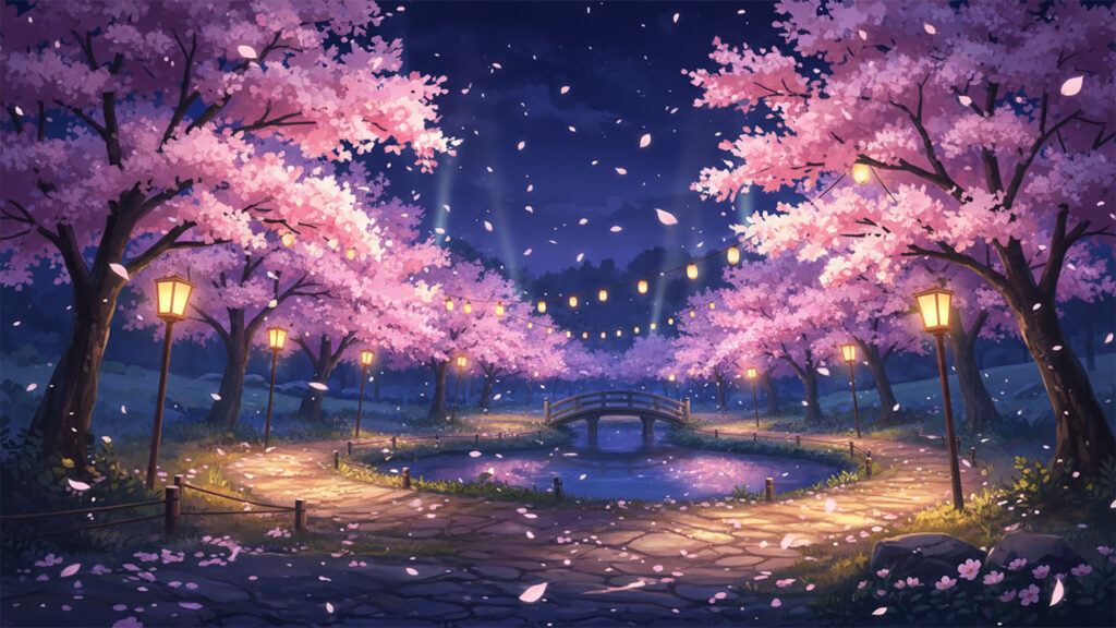 夜桜のライトアップ