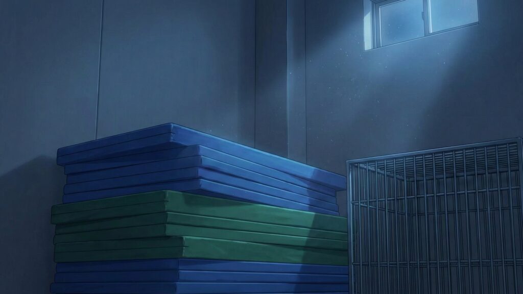 深夜の学校の体育館