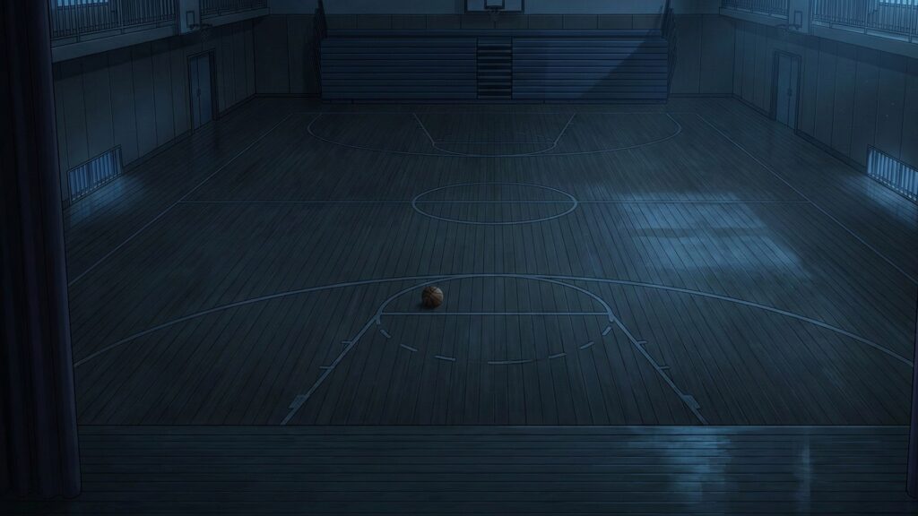 深夜の学校の体育館