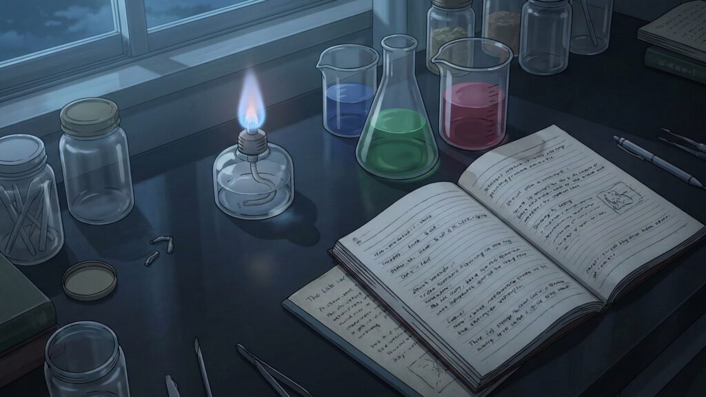 深夜の学校の理科室