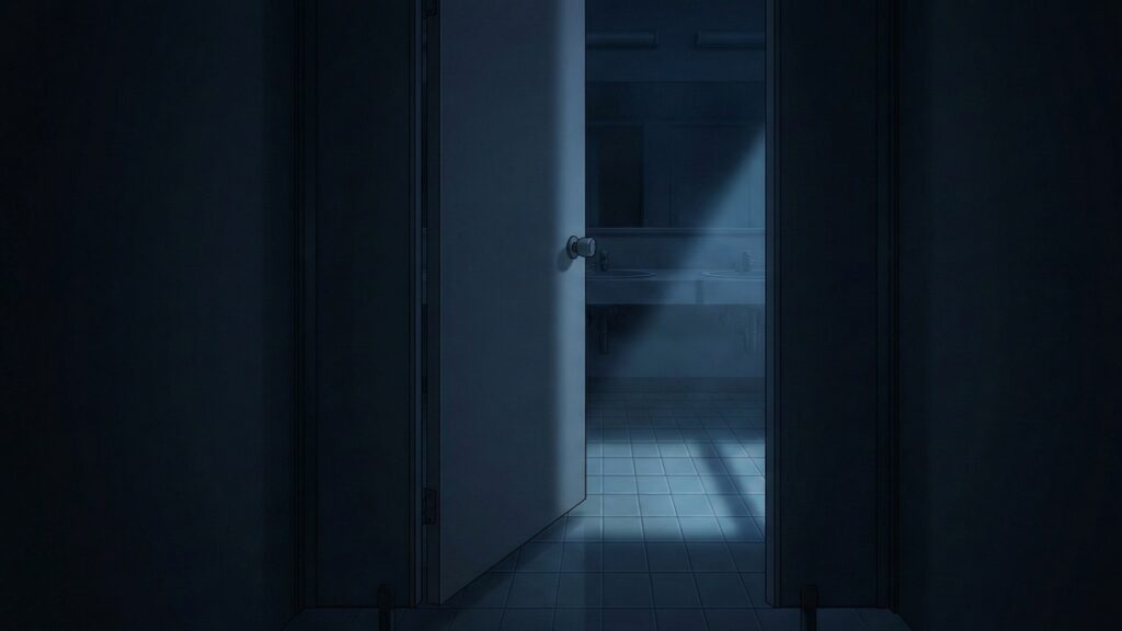 深夜の学校のトイレ