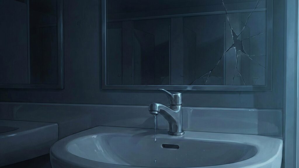 深夜の学校のトイレ