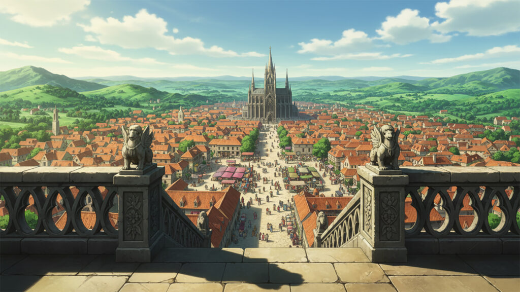 中世風の街を見渡せる展望台｜展望台からの風景