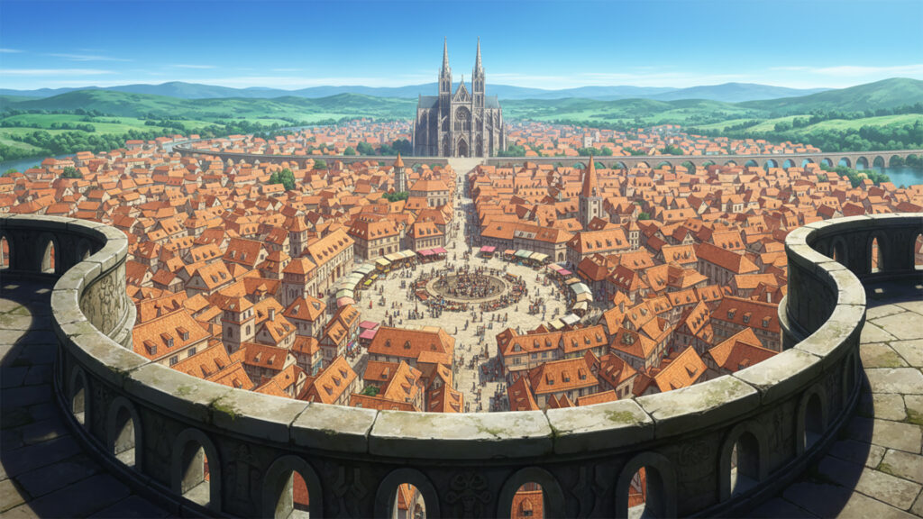 中世風の街を見渡せる展望台｜展望台からの風景