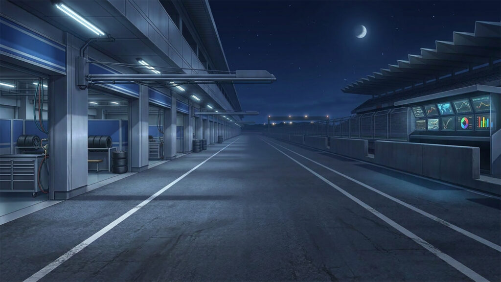 サーキット場のピットレーン｜差分あり