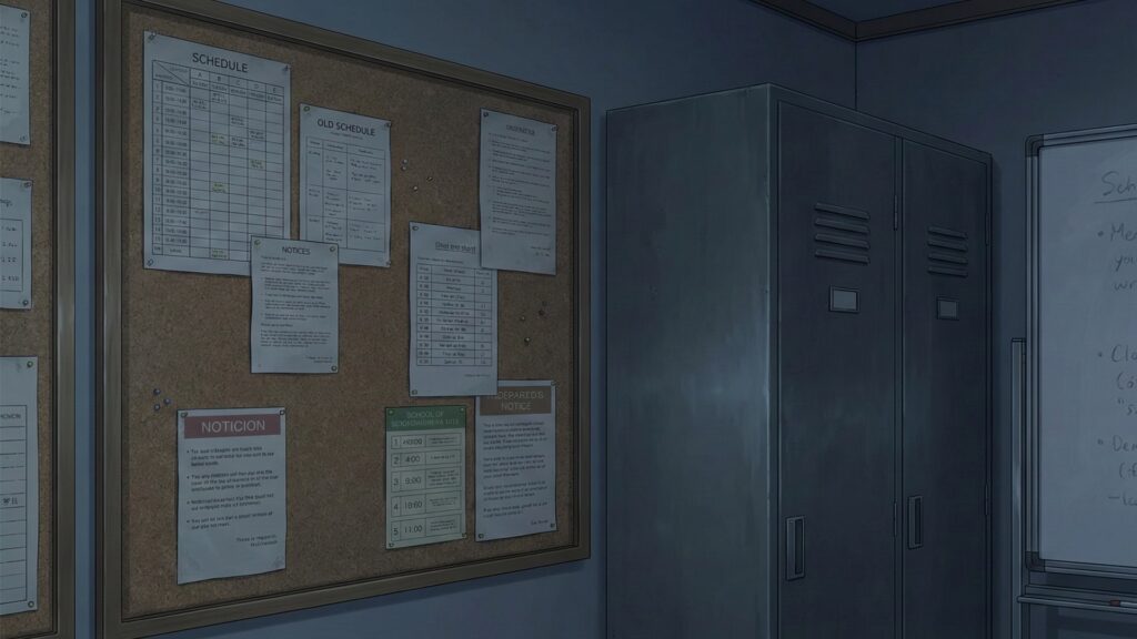 深夜の学校の職員室