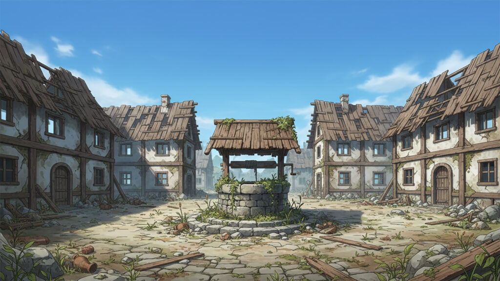 滅びた村の中央広場