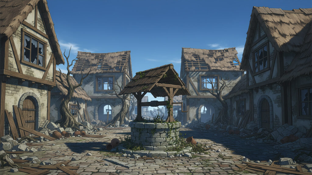 滅びた村の中央広場