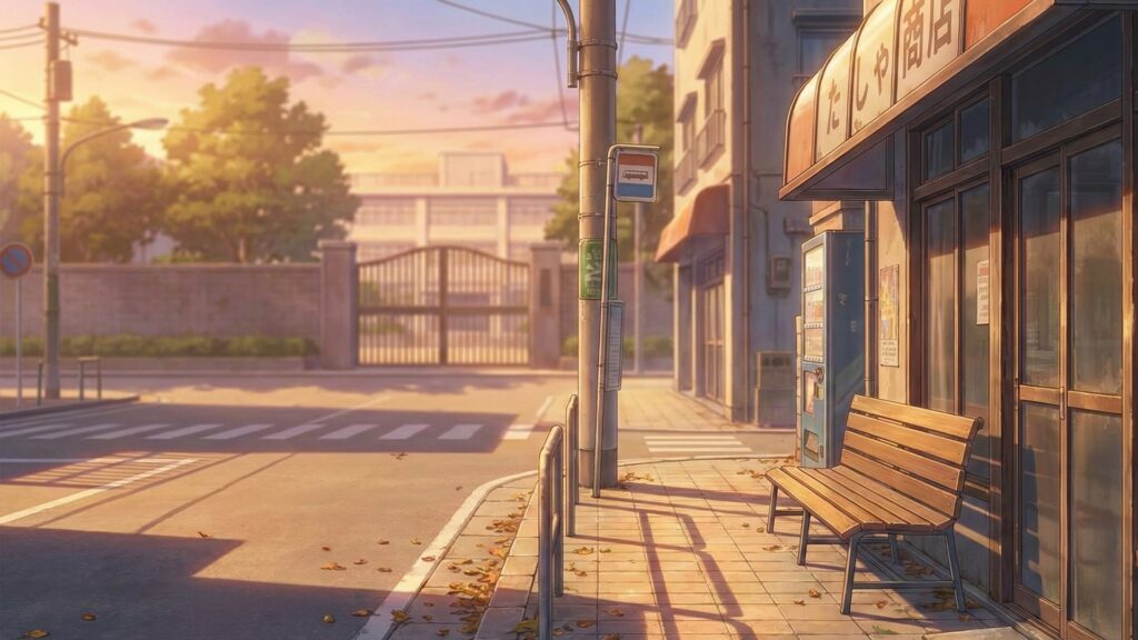 学校前の大通り