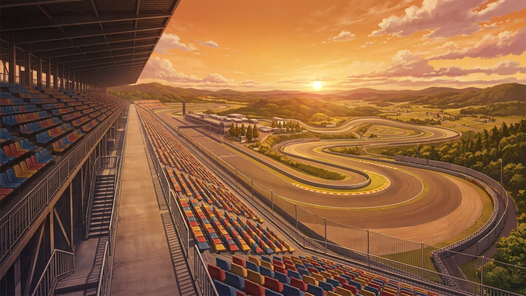 客席から見るサーキット場｜差分あり