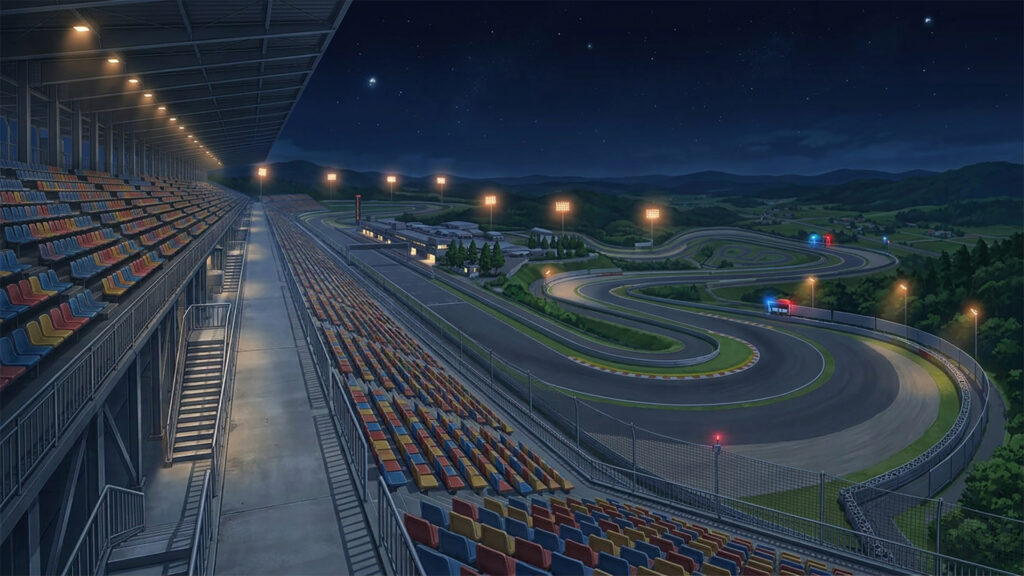 客席から見るサーキット場｜差分あり