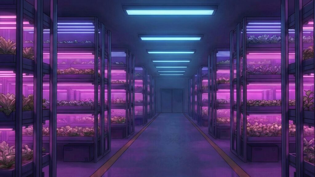 地下シェルターの地下農場