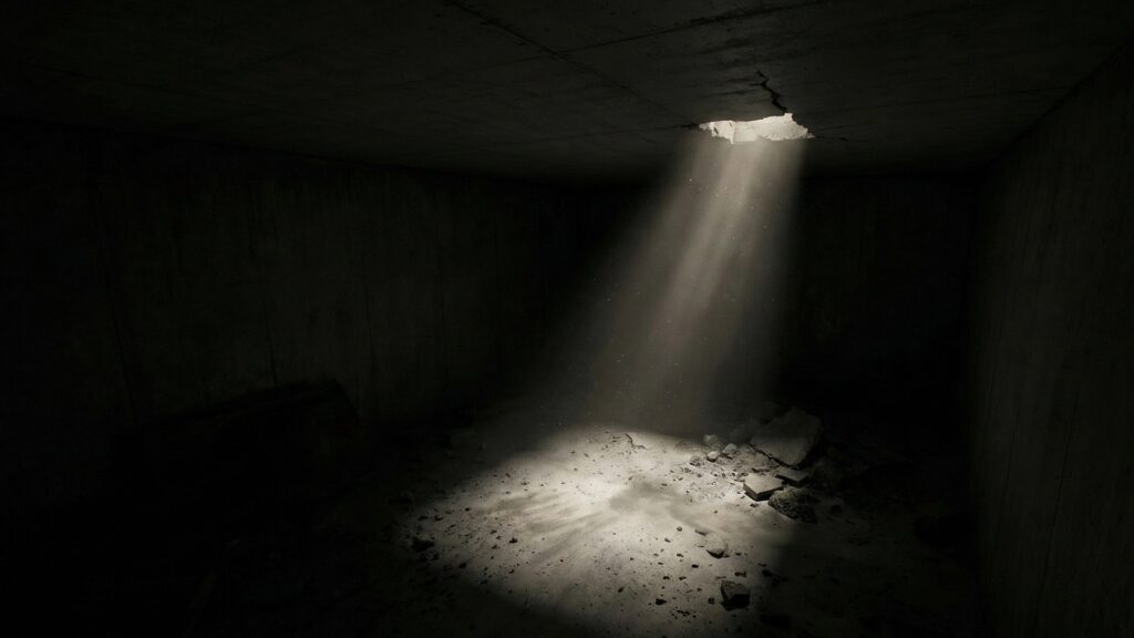 暗い部屋とわずかな光