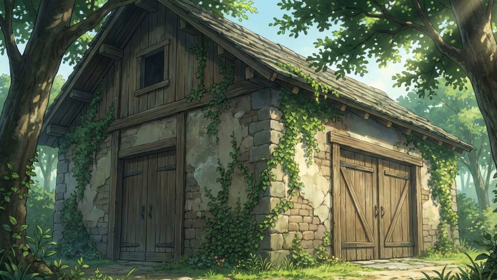 村にある食料の貯蔵庫外観