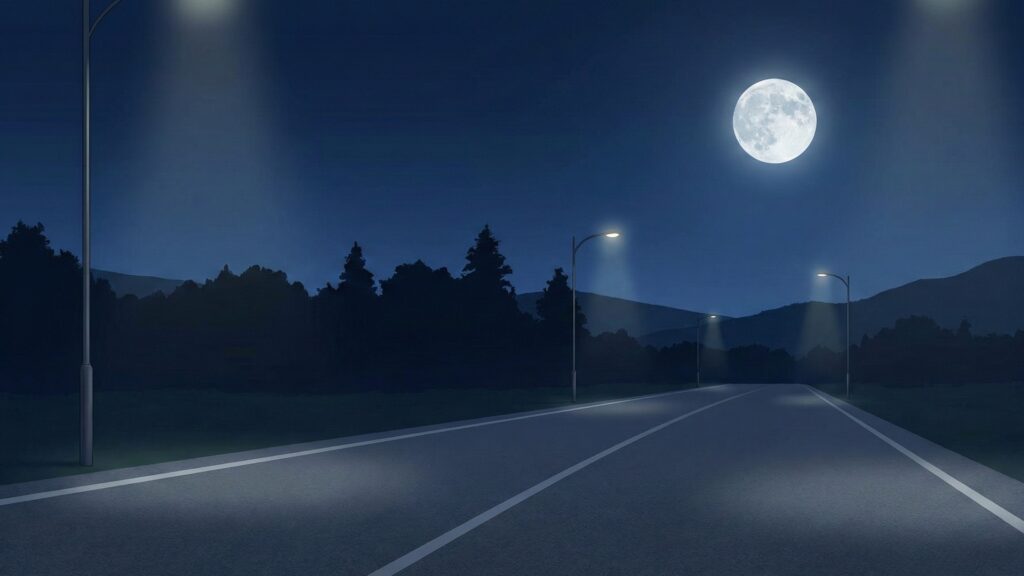 シンプルな夜道