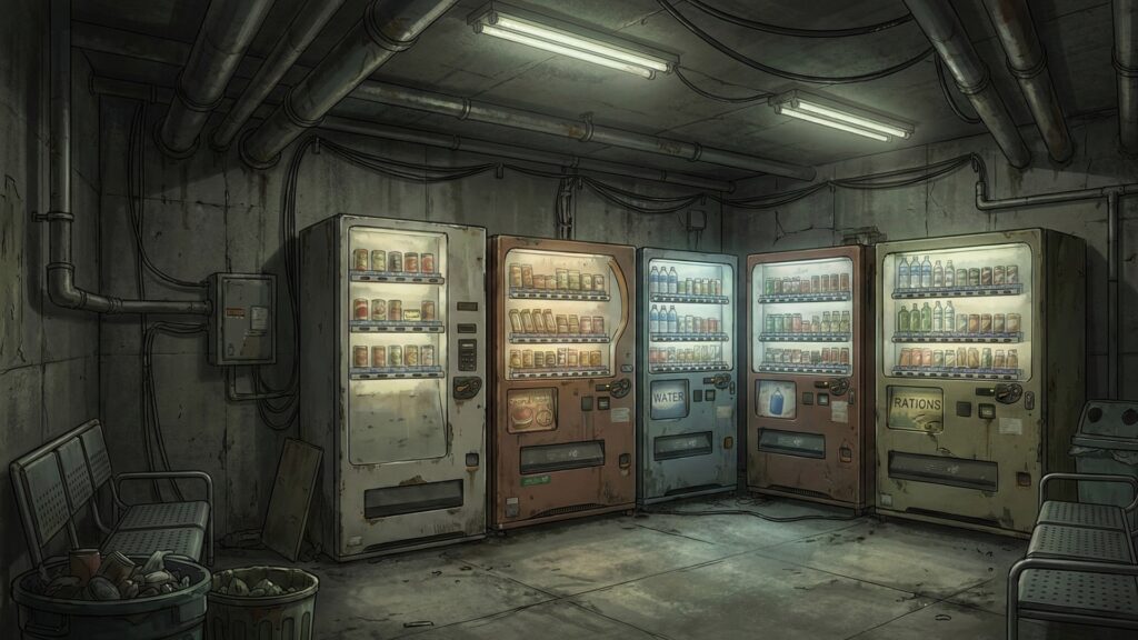 地下シェルターの自販機コーナー