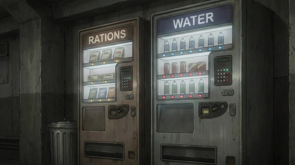 地下シェルターの自販機コーナー