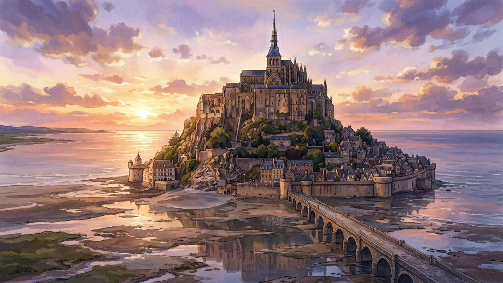 海辺の孤島-モン・サン・ミシェル風-｜差分あり