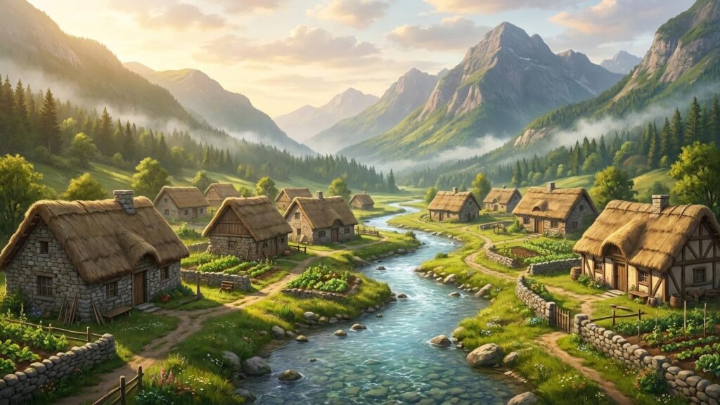 素朴な谷の集落