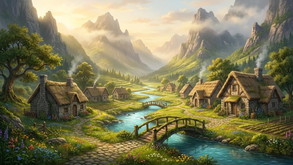 豊かな谷の集落