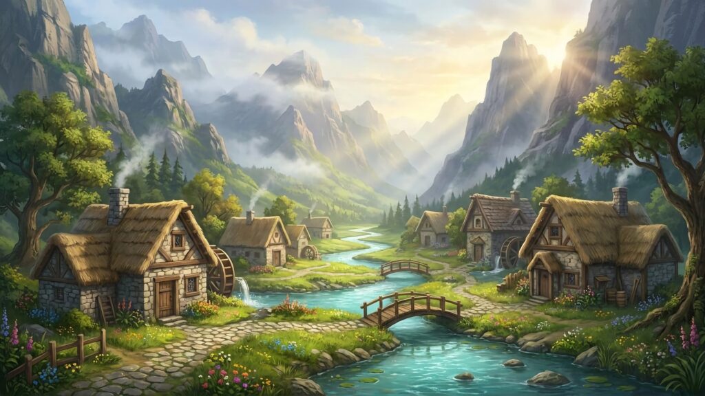 豊かな谷の集落