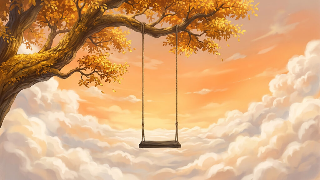 秋のゆめかわドリームコアの背景イラストのフリー素材