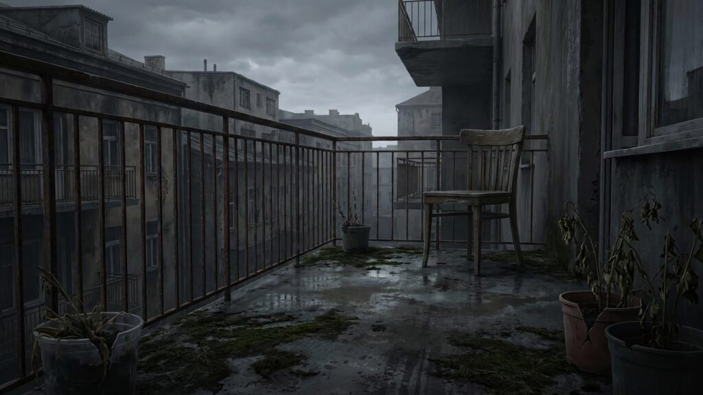 廃墟のベランダ