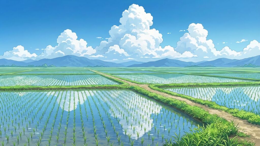 青空と田んぼ